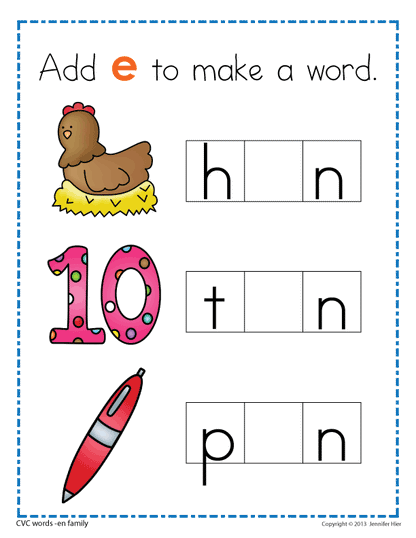 CVC Medial Sound Make a Word Worksheets