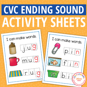 CVC Ending Sound Make a Word Worksheets