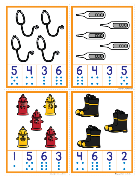 Community Helpers Counting Clip Cards – Early Learning Ideas