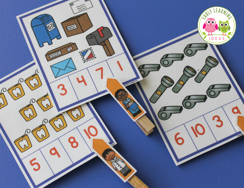 Counting Helper Community Helpers Counting Clip Cards – Early Learning Ideas