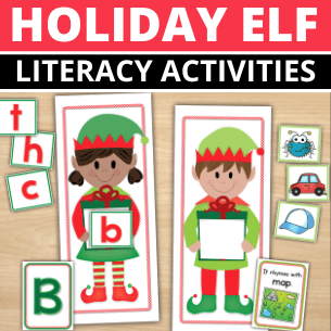 Christmas Elf ABC, Beginning Sound, & Rhyming Activity