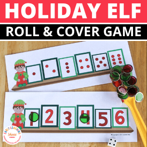 Christmas Elf Roll and Cover Math Game