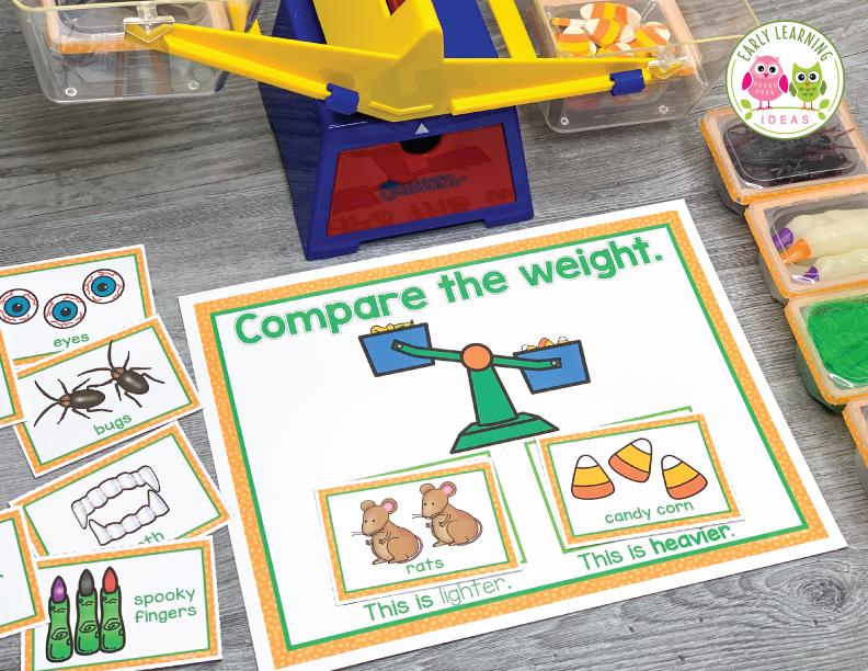 Comparing Weights: Fall & Halloween Addition – Early Learning Ideas