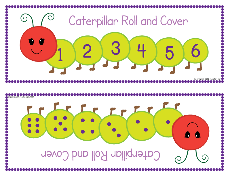 Caterpillar Roll and Cover Math Activity