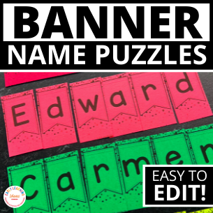 Editable Name Practice Puzzles - Celebration Banners