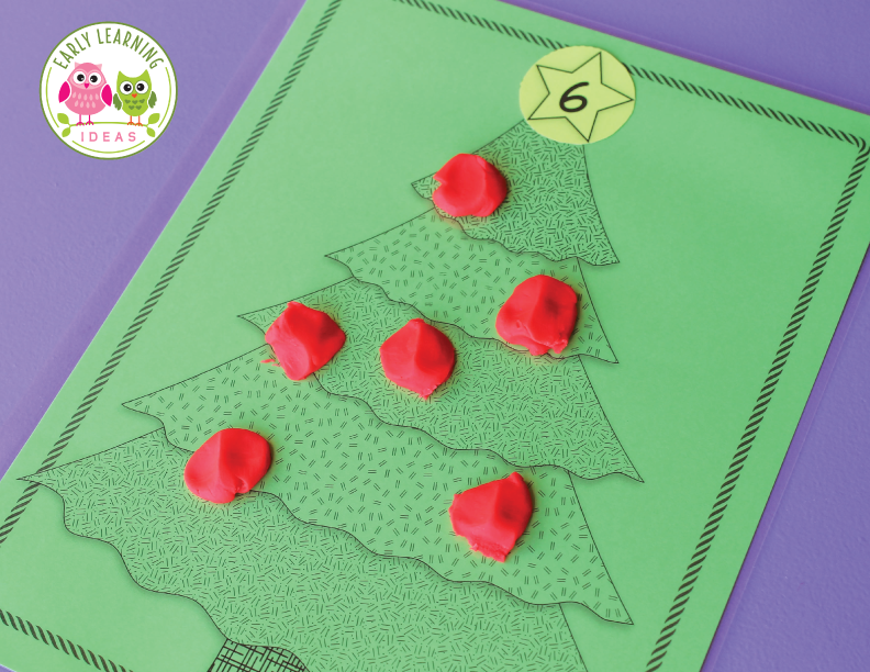 Christmas Tree Math Play Dough Mat