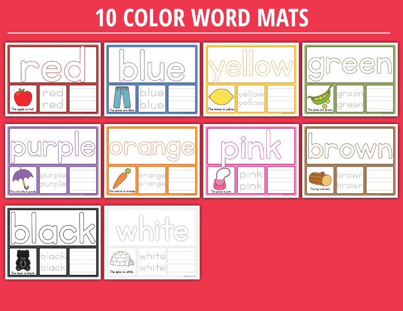 Color Words Play Dough Activity Mats : Multi-Sensory Color Word Practice