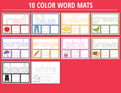Color Words Play Dough Activity Mats : Multi-Sensory Color Word Practice