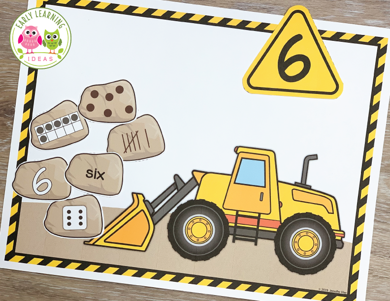 Construction Math Learning Station Construction Theme 1-20 Math Mats – Early Learning Ideas