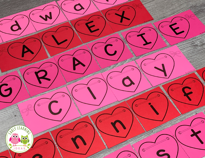 Editable Name Practice Puzzles - Heart Puzzles