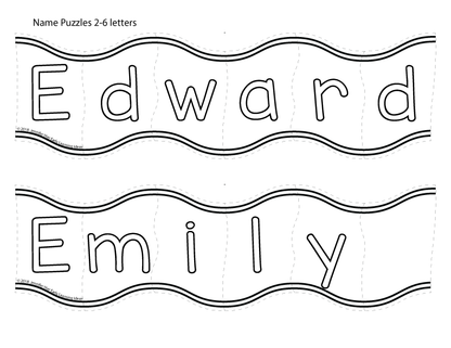 Editable Name Practice Puzzles - Wavy Puzzles