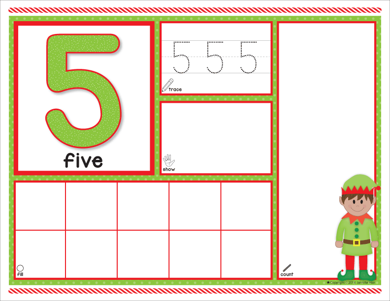 Christmas Elf 1-20 Math Activity Mats