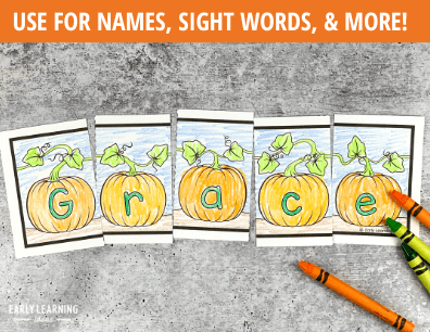 Editable Name Practice Puzzles - Pumpkin Patch Name Puzzles