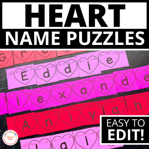 Editable Name Practice Puzzles - Heart Puzzles