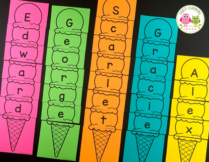 Editable Name Practice Puzzles - Ice Cream Name Puzzles