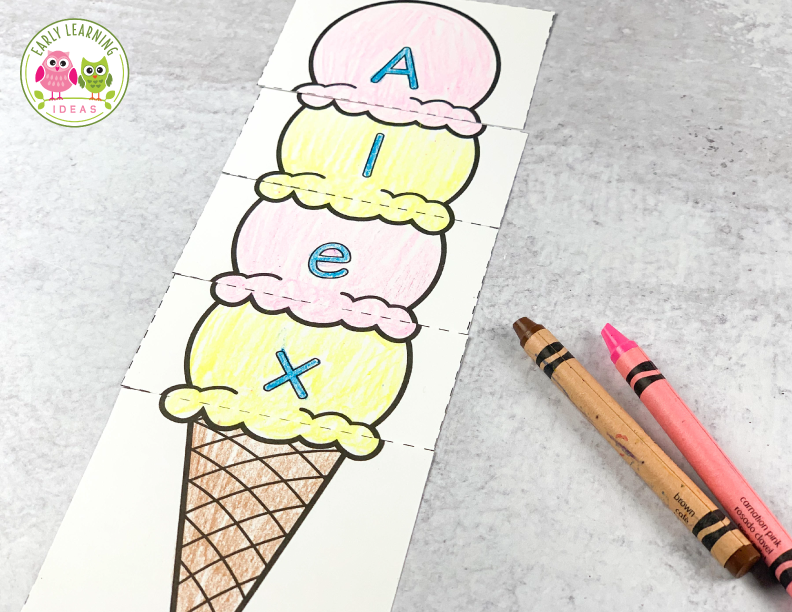 Editable Name Practice Puzzles - Ice Cream Name Puzzles