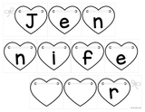 Editable Name Practice Puzzles - Heart Puzzles