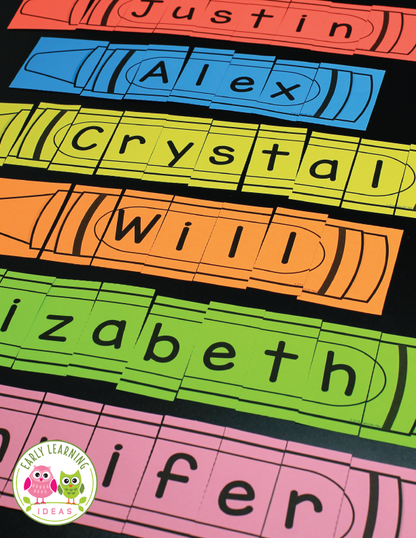 Editable Name Practice Puzzles - Crayon Name Puzzles