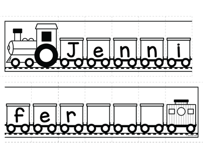 Editable Name Practice Puzzles - Train Name Puzzles