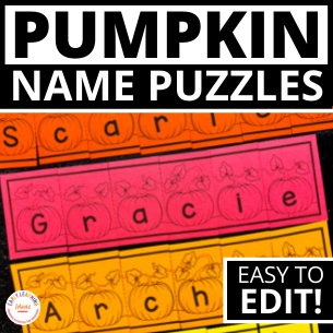 Editable Name Practice Puzzles - Pumpkin Patch Name Puzzles