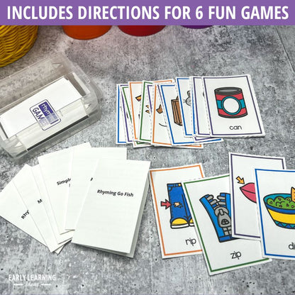 Rhyming Words Card Games for Kids Featuring CVC Words