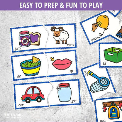 Rhyming Practice Puzzles with CVC Words