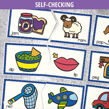 Rhyming Practice Puzzles with CVC Words