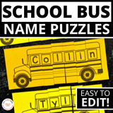 Editable Name Practice Puzzles - School Bus Puzzles