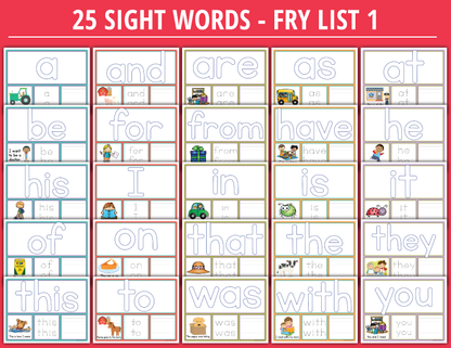 Sight Word Practice & Sight Word Review Activities - Fry List 1 Playdough Mats