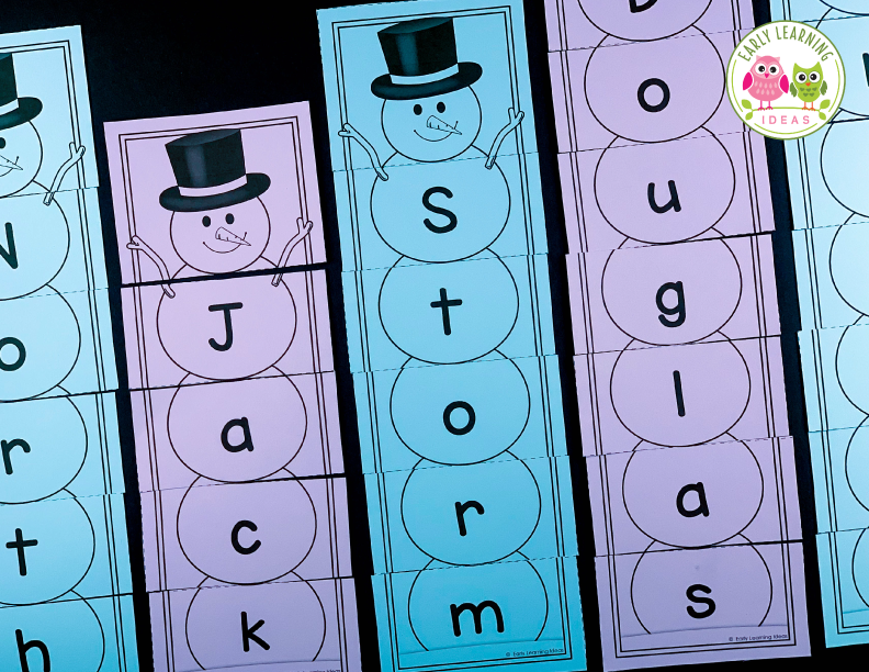 Editable Name Practice Puzzles - Snowman Name Puzzle