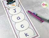 Editable Name Practice Puzzles - Snowman Name Puzzle