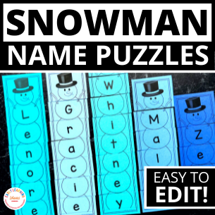 Editable Name Practice Puzzles - Snowman Name Puzzle