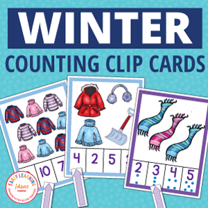 Winter Math Activities for Preschool | Winter Counting Clip Cards