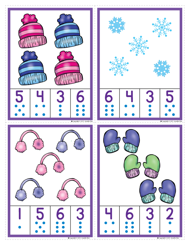 Winter Math Activities for Preschool | Winter Counting Clip Cards