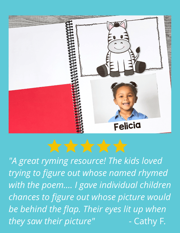 Zebra Rhyming Editable Name Book Early Learning Ideas